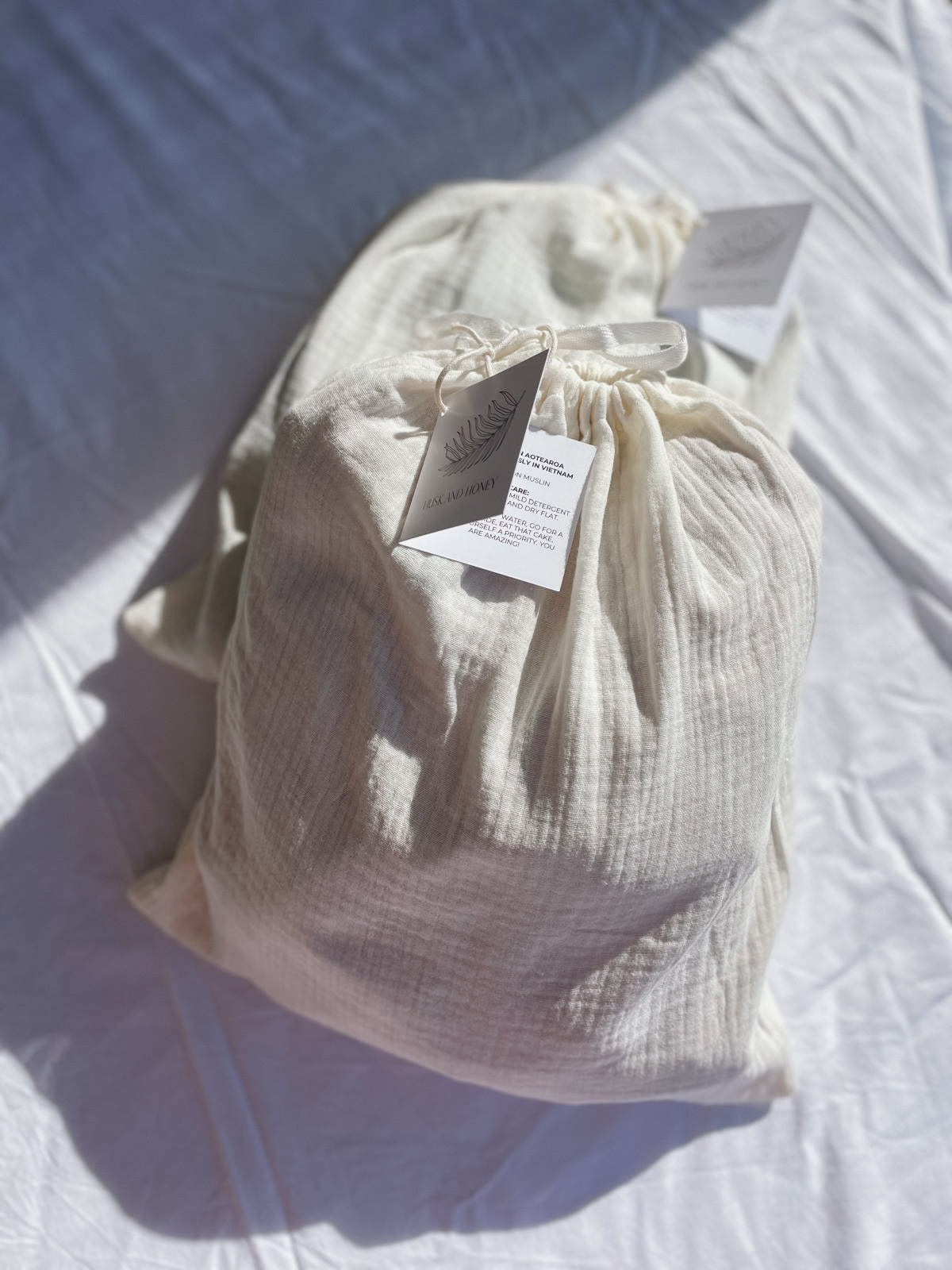 Husk and Honey Loungewear, Consciously Packaged in Cotton Bag