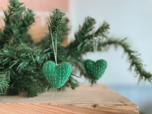 Grinch Felted Christmas Heart