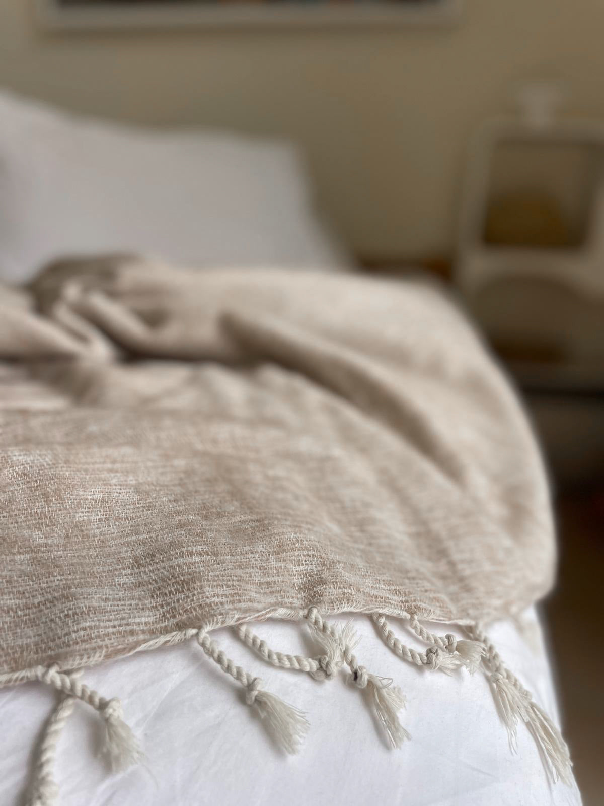 Soft Yak Wool Blanket in Beige— Cosy and Eco-Friendly Throw