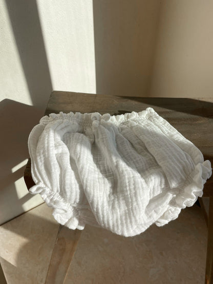 Ethical kidswear — Husk and Honey muslin shorts
