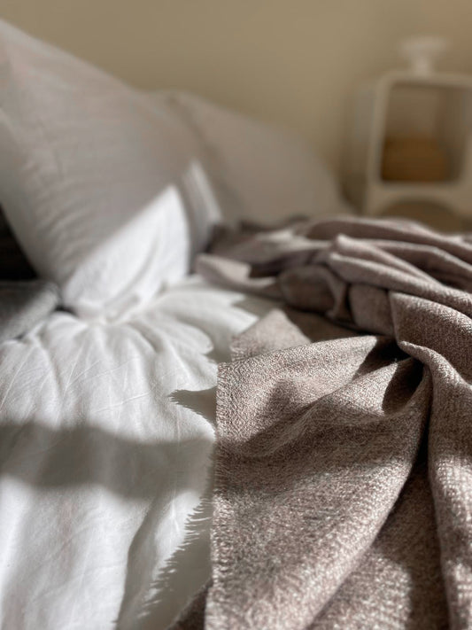 Malta Brown Cashmere and Wool Blend Blanket  | Ethically Made in Nepal