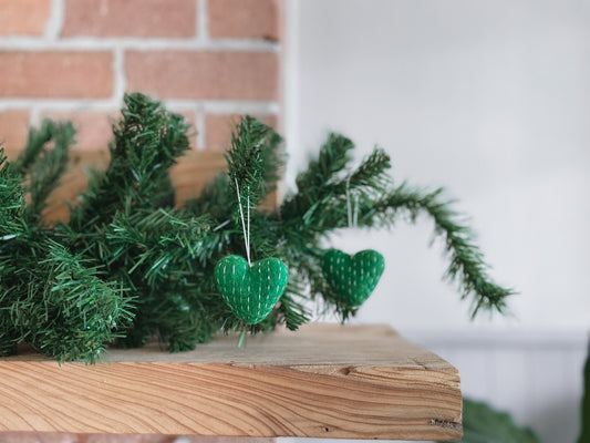 Grinch Felted Christmas Heart