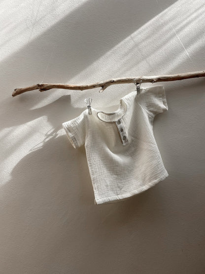 Cream muslin button-up shirt for babies and toddlers
