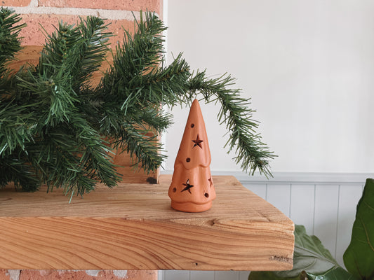 Terracotta Mini Christmas Tree Tealight Lantern