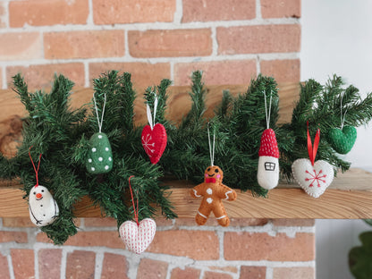 Grinch Felted Christmas Heart