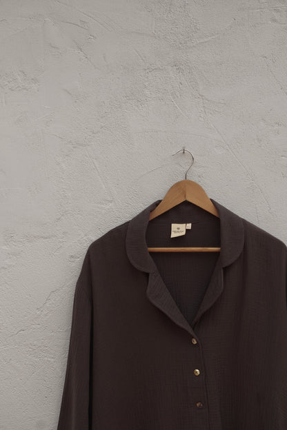 Stevie Muslin Loungewear Button-Up Shirt