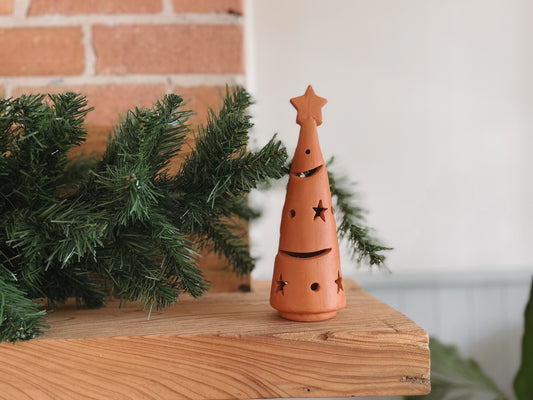 Terracotta Christmas Tree Tealight Lantern